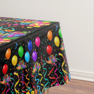 Mantel Feliz cumpleaños Tablecloth Confetti Black