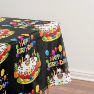 Mantel Feliz cumpleaños Tablecloth Fruit Cake Monos