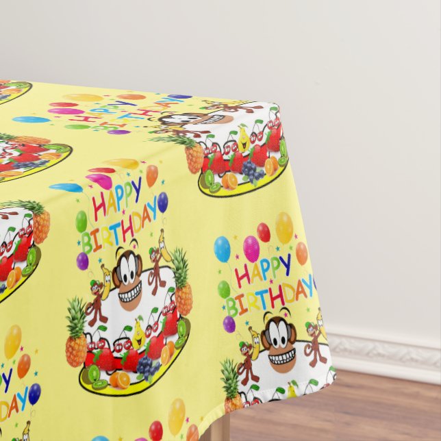 Mantel Feliz cumpleaños Tablecloth Fruit Cake Monos (In Situ)