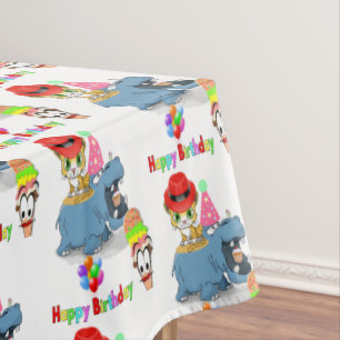 Mantel Feliz cumpleaños Tablecloth Hippopótamo