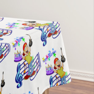 Mantel Feliz Cumpleaños Tablecloth Músico Guitarra