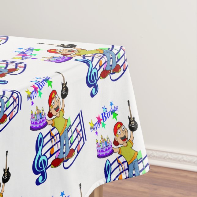 Mantel Feliz Cumpleaños Tablecloth Músico Guitarra (In Situ)