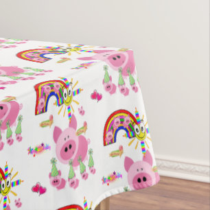 Mantel Feliz cumpleaños Tablecloth Pink Pig