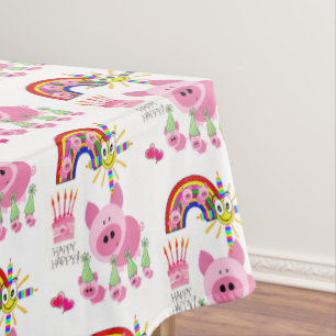 Mantel Feliz cumpleaños Tablecloth Pink Pigs
