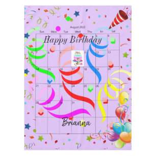 Mantel Feliz cumpleaños, tablilla de agosto de 2022