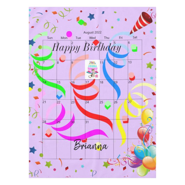 Mantel Feliz cumpleaños, tablilla de agosto de 2022 (Anverso)