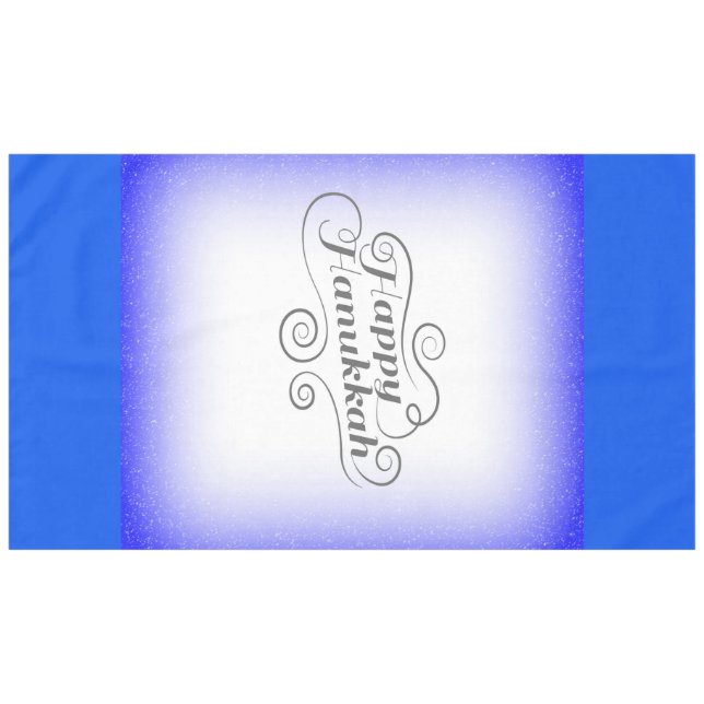 Mantel Feliz Hanukkah de 2 tonos de fondo blanco azul (Frente (Horizontal))