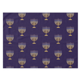 Mantel Feliz Hanukkah, menorah de oro azul judío