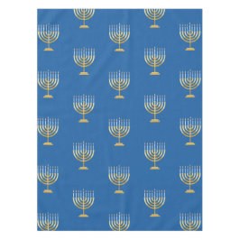 Mantel Feliz Hanukkah, menorah de oro azul judío