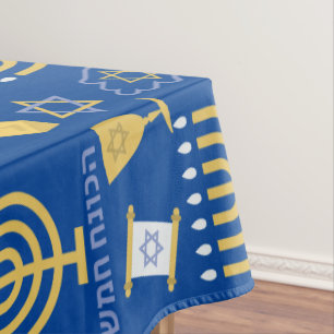 Mantel Feliz Hanukkah Menorah, patrón de festividad judía