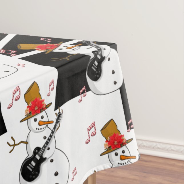 Mantel Feliz Navidad Árboles negros Snowman blanco (In Situ)