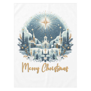 Mantel Feliz Navidad azul y oro