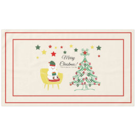 Mantel Feliz Navidad Bonito Monograma de Oso Blanco y Árb