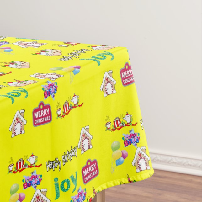 Mantel Feliz Navidad Feliz Cumpleaños Tablecloth (In Situ)