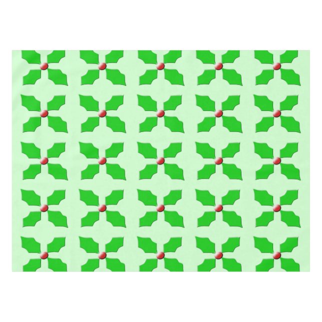 Mantel Feliz Navidad Holly Tablecloth (Frente (Horizontal))