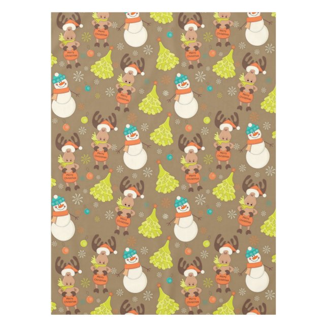 Mantel Feliz Navidad Moose Y Snowman (Anverso)