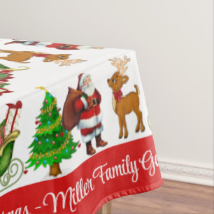 Mantel Feliz Navidad Personaliza el nombre de la familia