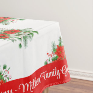 Mantel Feliz Navidad Personaliza el nombre de la familia 