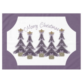 Mantel Feliz Navidad Purple dobla los Ribbons Árbol estre