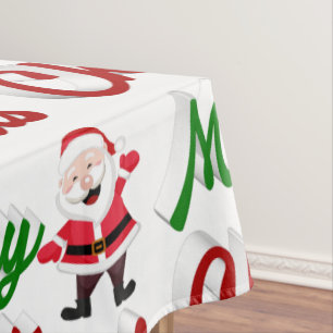 Mantel Feliz Navidad Santa Claus guión verde rojo