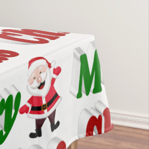 Mantel Feliz Navidad Santa Claus rojo verde tipografía