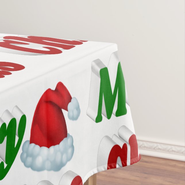 Mantel Feliz Navidad Santa Hat rojo tipografía verde (In Situ)