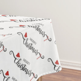 Mantel Feliz Navidad Santa Sombreros y Candy Canes