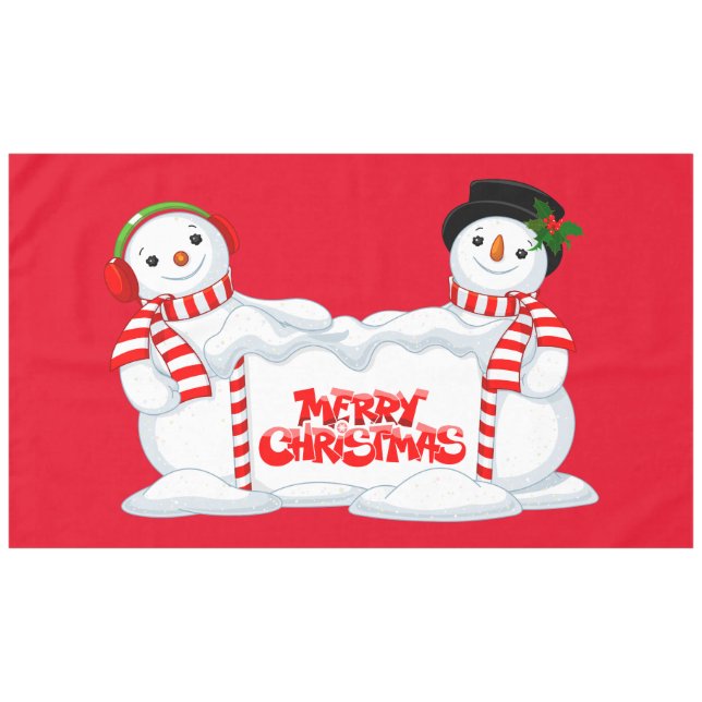 Mantel Feliz Navidad Snowmen (Frente (Horizontal))