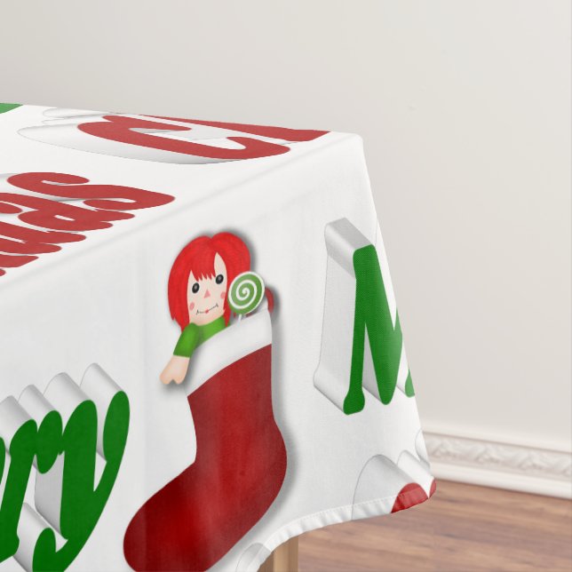 Mantel Feliz Navidad Tipografía verde rojiza (In Situ)