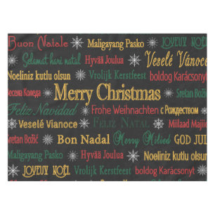 Mantel Feliz Navidad y saludos en diferentes idiomas