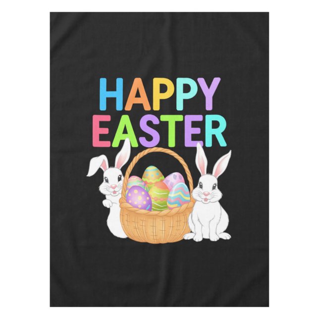 Mantel Feliz Pascua 2025  Huevos Conejo Conejito Lindo (Anverso)