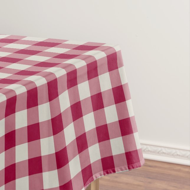Mantel Festividad Cranberry Red Gingham Plaid Rustic Holi (In Situ)