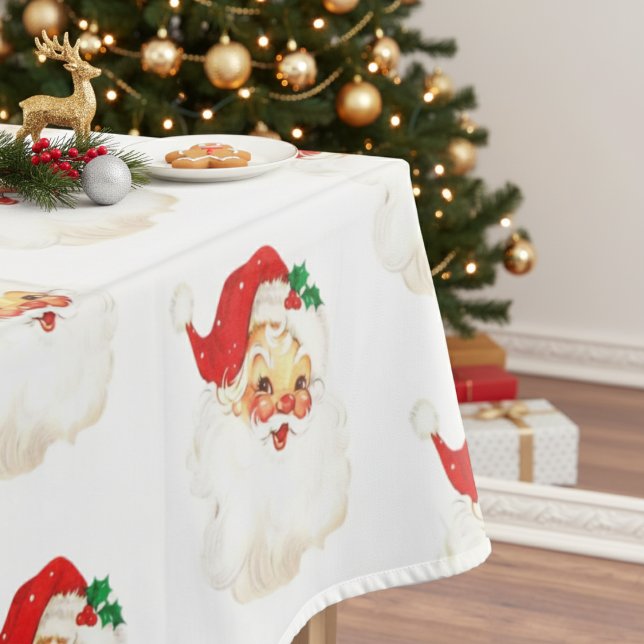 Mantel Festividad de Navidades de la Vieja Santa Claus de (Mid Century Vintage Santa Claus Christmas Holiday Tablecloth)