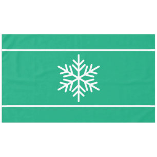 Mantel Festividad Verde Azul Nórdico Rayas de copo de nie