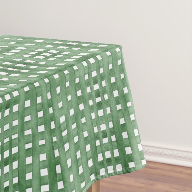 Mantel Fiesta de Bebé con Cuadros de Acuarela Verde (In Situ)