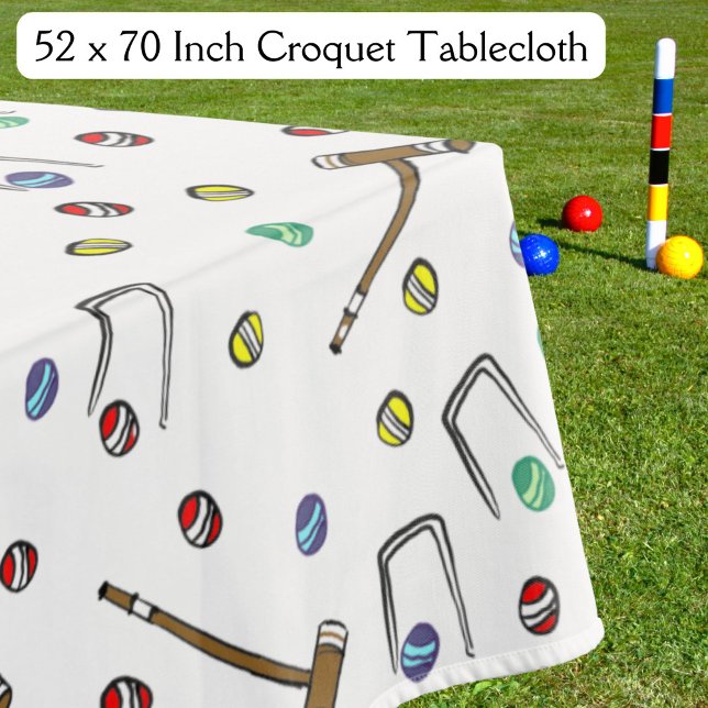 Mantel Fiesta de croquet retro picnic de inspiración vint (This croquet tablecloth, perfect for a garden party, features my hand-drawn, unique croquet pattern.)