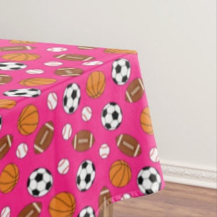 Mantel Fiesta de Cumpleaños Deportes Niños Niñas Rosa Lin