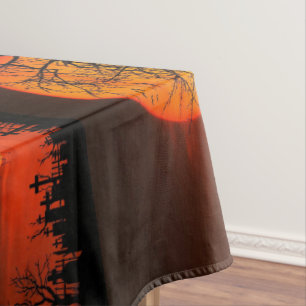 Mantel Fiesta de Halloween Naranja y Negro Espeluznante