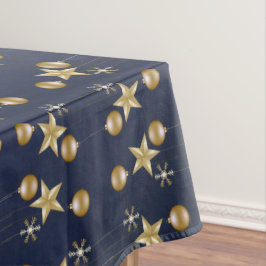 Mantel Fiesta de Navidad Adornos Dorados Elegantes Azul M