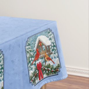 Mantel Fiesta de Navidad de Cardenales Azul