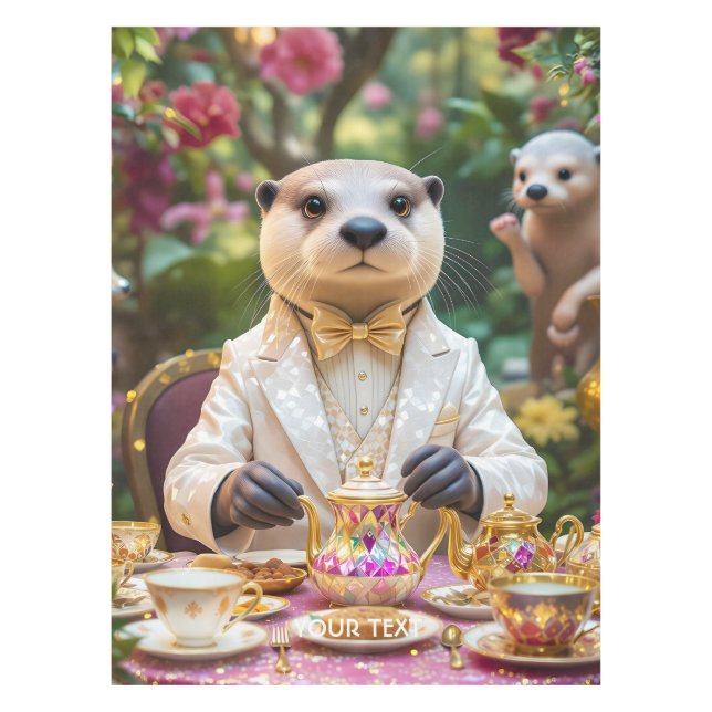 Mantel Fiesta de té de nutria linda de fantasía (Anverso)