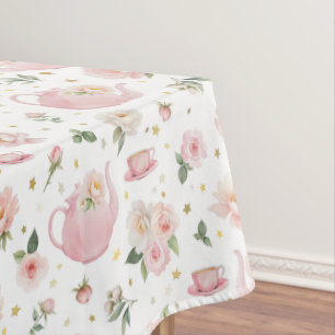 Mantel Fiesta de té rosado Baby Shower Tablecloth