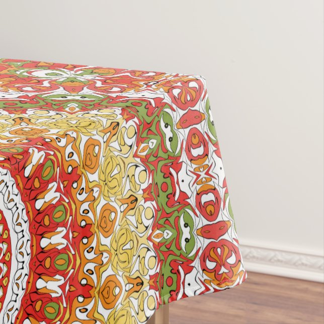 Mantel Fiesta Mandala Pattern en rojo, amarillo y verde (In Situ)