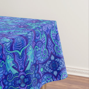 Mantel Fish Arabesque Subacuático Bohemira Patrón Violeta