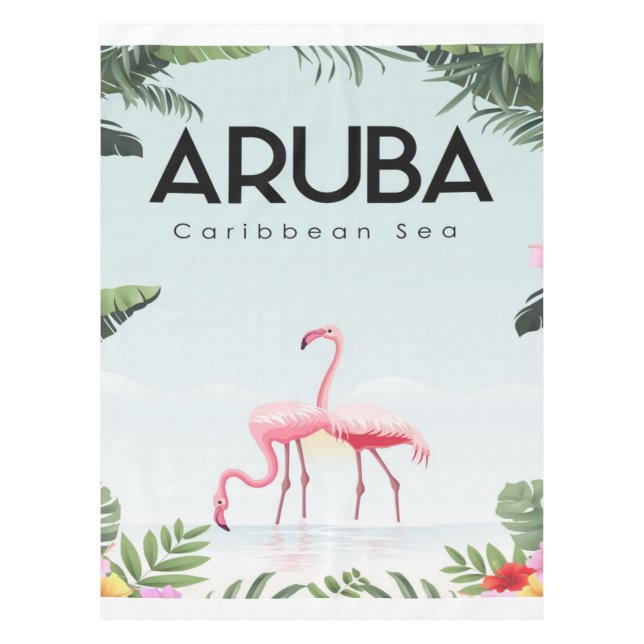 Mantel Flamingo del Mar Caribe de Aruba | Flamingo gracio (Anverso)