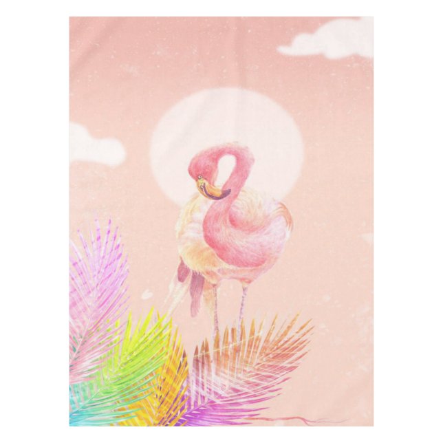 Mantel Flamingo Lovers | Pájaro de Flamingo con hojas (Anverso)