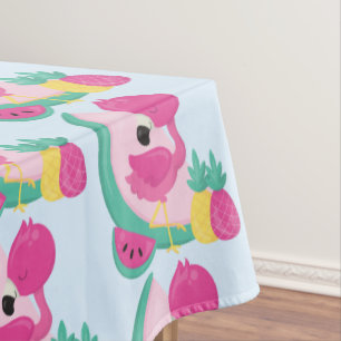 Mantel Flamingo rosa con sandía y piña