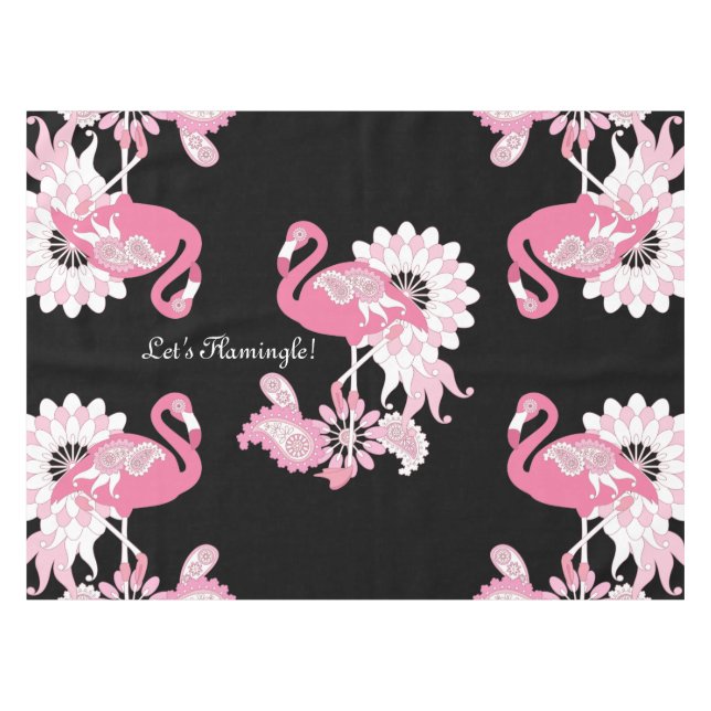 Mantel Flamingo rosa paisley negro moderno personalizado (Frente (Horizontal))