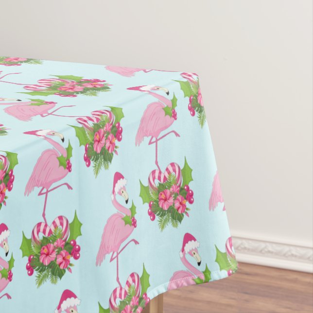 Mantel Flamingo rosado en Santa Hat con Candy Cane Bouque (In Situ)