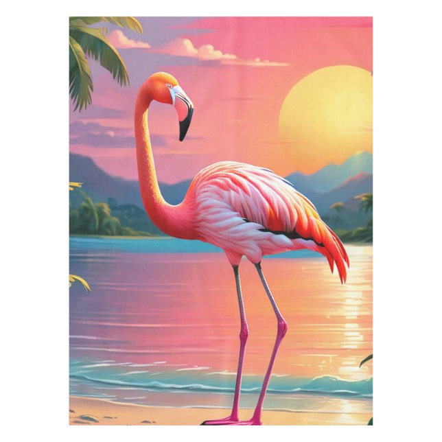 Mantel Flamingo Sunset Tropical Beach (Anverso)